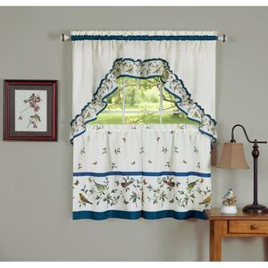 PowerSellerUSA 3-Piece Kitchen Curtain Set, Window Curtain Swag Valance, Nature